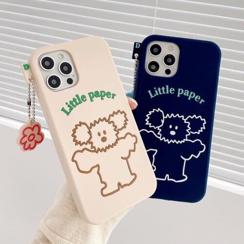 Kroea Cute Dog Flower Pendant Phone Case For iPhone 12 Pro Max XSMAX 11 Pro Max XR XS 7 8 PluIs SE Shokproof Soft Silicone Cover