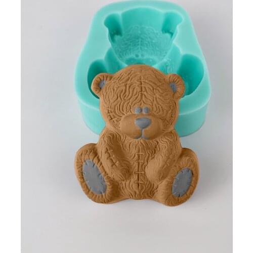 Cute Teddy Bear Silicone Animals Mold Soap Mold Fondant Cookies Cake Tools Candles Wax Plaster Mould Silicone Mold Resin Crafts