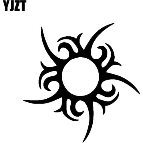 YJZT 14CM*14.3CM Mysterious Radiant Tribal Hollow Sun Cool Interesting Vinyl Decal Car Sticker Black/Silver C19-1269