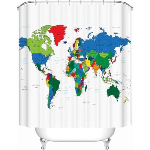 Bathroom Shower curtain Colorful world map