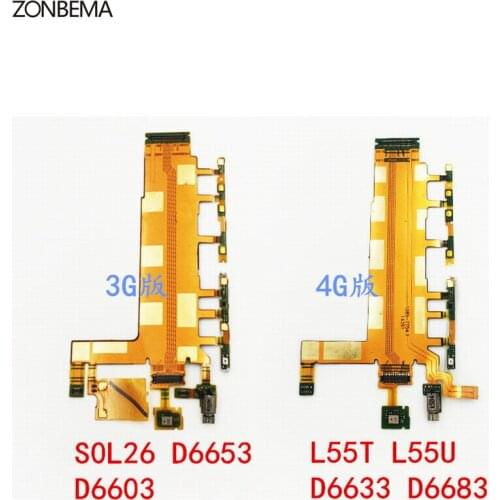 ZONBEMA 20pcs/lot Power On/Off Volume Button Switch Microphone Vibrator flex Cable Ribbon For Sony Xperia Z3 3G 4G