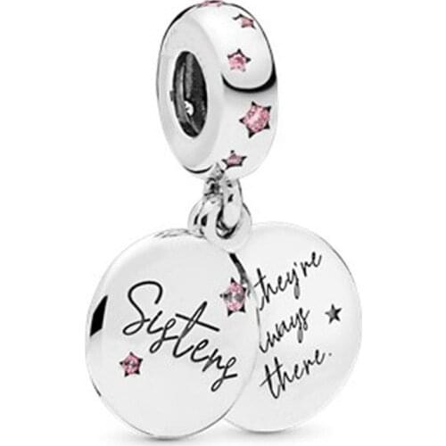 1Pcs New Sister Forever Letters Pendant DIY Beads Suitable for Original Pandora Charm Bracelet Ladies Jewelry Making Gifts