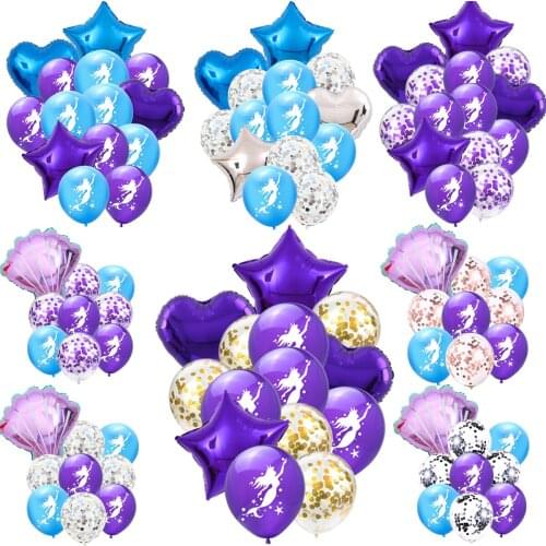 12inch 10/14pc purple Sliver Rose Gold Latex Balloon Mermaid party Decorations Foil Balloons toy Baby Shower Birthday adult