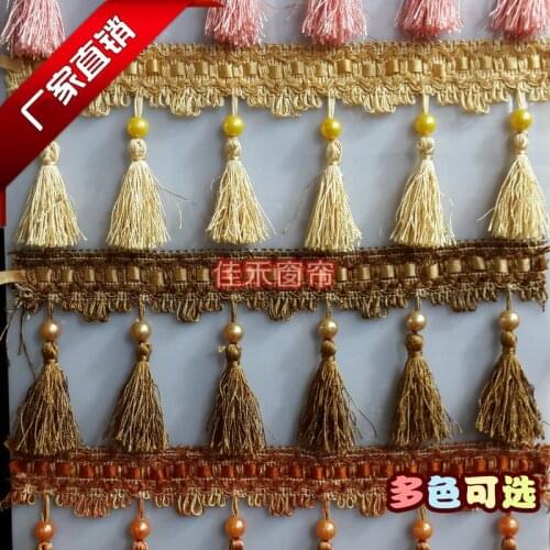 12 Yard /lot 17 Colors Curtain Lace Accessories Tassel Fringe Trim DIY Pumpkin Beads crystal bead Drapery Sewing Decoration
