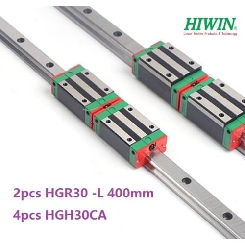 2pcs 100% Original New Hiwin HGR30 -L 400mm linear guide/rail + 4pcs HGH30CA linear narrow blocks for CNC router
