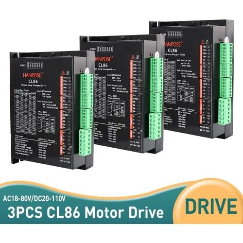 3pcs CL86 AC18-80V DC20-110V closed loop step servo driver for NEMA34 CNC controller hybrid servo motor for CNC milling machine
