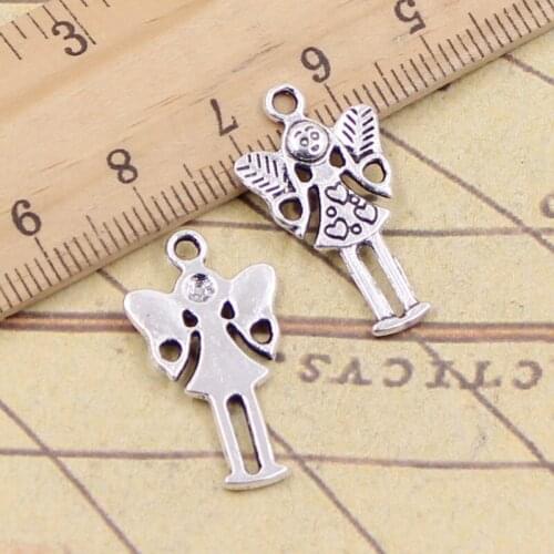 25pcs Charms guardian angel girl 25x14mm Antique Silver Pendants Making DIY Handmade Tibetan Silver Finding Jewelry for Bracelet