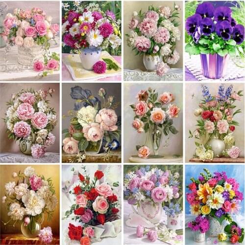 5D Diamond Painting Cross Stitch Flowers Diamond Mosaic Rose Full Round Square Drill Rhinestone Diamond Embroidery Home Decor