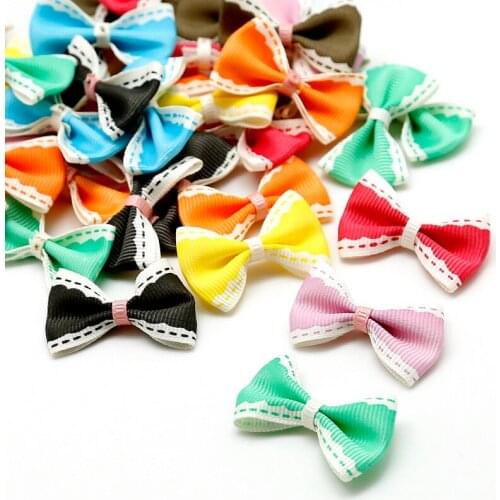 Dots Satin Ribbon Bow Handmade For Sewing-on Wedding Party Decoration DIY Garment Hair Accessories 25pcs/lot 4x2.5cm