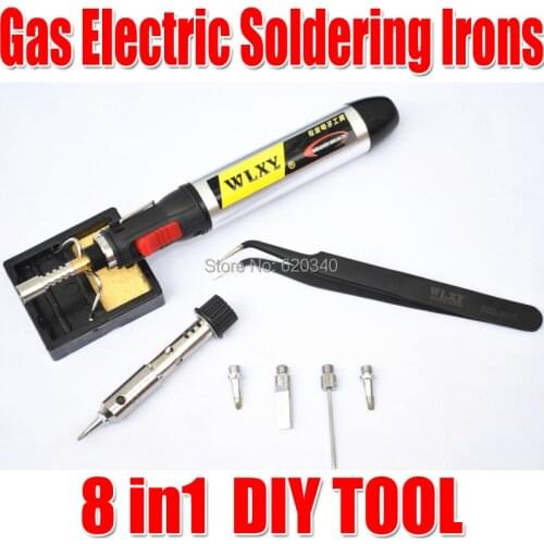 Free shipping WL-1886 8 in1 Butane Gas Electric Soldering Irons DIY Pen Shaped Cordless Gas Soldering Iron Torch Kit Tool