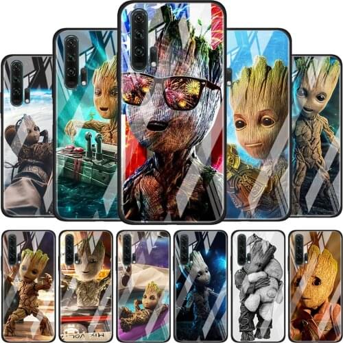 Groot Marvel Avengers for Honor 30 20 10 9X Pro Plus Lite 8X Huawei Y8P Y6P Y5P Y9 Y7 Y6 2019 Tempered Glass Phone Case