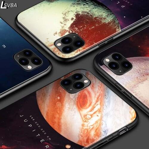 Space Planet Earth Moon For iPhone 12 Pro Max Mini 11 Pro XS Max X XR 6S 6 7 8 Plus 5S Bright Black Phone Case
