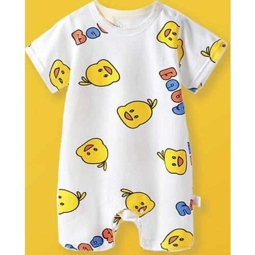 Newborn Baby Romper Infant Cotton Short Sleeve Boys Clothes Girl Yellow Duck Pajamas Born Crawling Baby 0-18M Infantil Jumpsuit