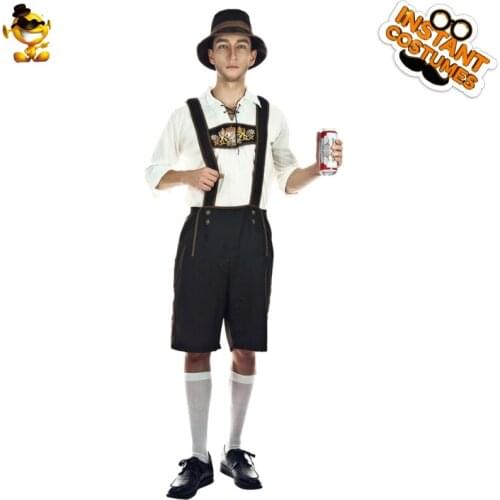 DSPLAY Beer Festival Man Mr.Oktoberfest Party Costumes for Roleplay Black Suspenders Boy Waiters for Oktoberfest Cosplay Costume