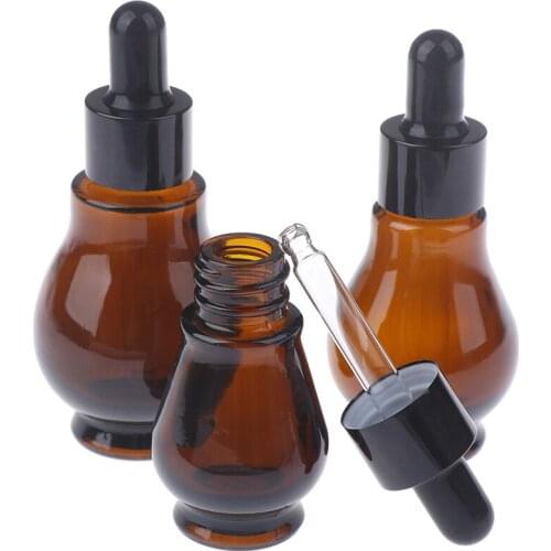 1PCS Amber Glass Dropper Bottle Essential Oil Perfume Pipette Bottles Refillable Empty Container 10/20/30/ml