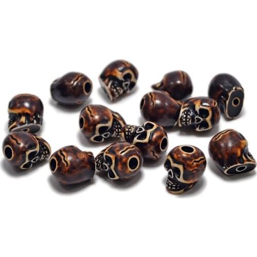 FZ002 Imitation bone beads Antique Skull Beads for Halloween Jewelry Resin skull beads are used in bracelet necklace making