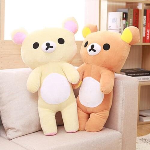 Kawaii Rilakkumas Plush Toy Doll For Children Large Cartoon Image Soft Bear Headrest Cushion Girl Couple Gift