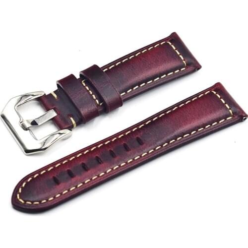 Retro Art Oil Wax Leather Watch Band Special Greasedleather Watch Strap 20mm 22mm 24mm with Stainless Steel Buckle Watchban