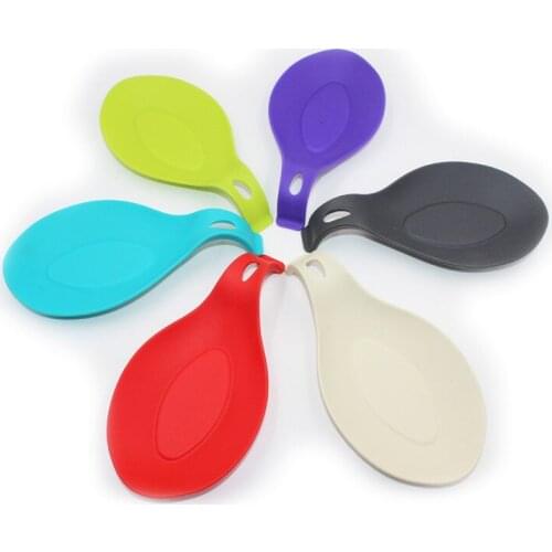 Kitchen Silicone Spoon Rest, Flexible Almond-Shaped, Silicone Kitchen Utensil Rest Ladle Spoon Holder