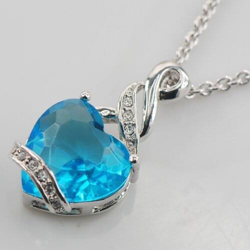 Blue Crystal Zircon 925 Sterling Silver Fashion Jewelry Pendant TE488