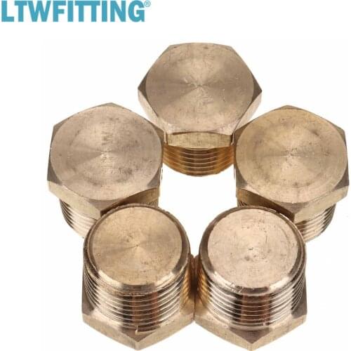 LTWFITTING Lead Free Brass Pipe Hex Head Solid Plug Fittings 1/2" Male NPT