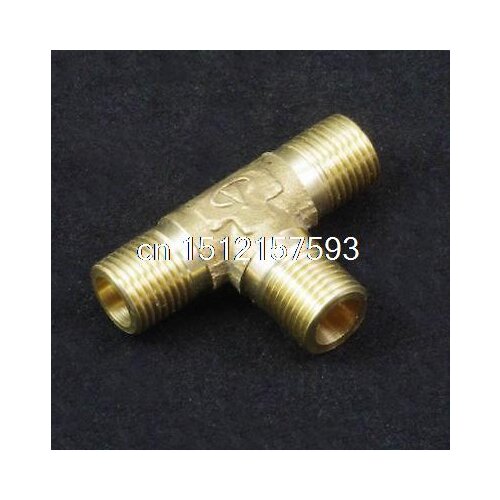 2PCS 3 Ways 1/4" Tee Male BSP Brass Coupler Adapter