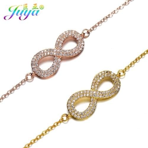 Micro Pave Zircon Gold/Rose Gold Infinity Charm Bracelets For Women Men Gold Chains Bracelets Gift Jewelry Supplies