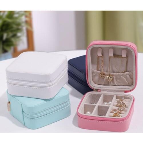 Multicolor Portable Zipper Mini Jewelry Case Travel Outdoor Ring Pendant Holder Necklace Earrings Storage Box 2021 new
