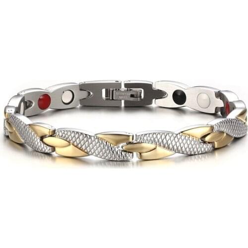 Fashion Korean Style Unique gold silver color energy magnetic germanium charm bracelet bangle for women
