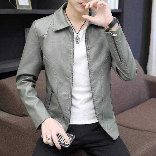 Mens youth trend Zipper pocket new style leather jacket Slim man' short jacket handsome mens autumn jacket leather jacket men
