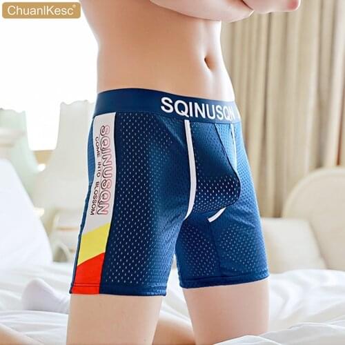 Mens Long Boxers New Mesh Underwear Cool And Breathable Large Size Anti Abrasion Leg Sports Shorts Newly Launched