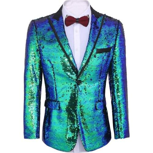 Mens suit Shiny Sequins Suit Jacket Blazer One Button Tuxedo for Party Wedding Banquet Prom Stage costume