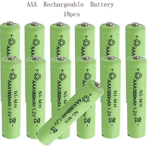 18PCS AAA 3A 1.2V 1800mAh Ni-MH Rechargeable Battery Nickel-metal Hydride Batteries for Remote Control Toy