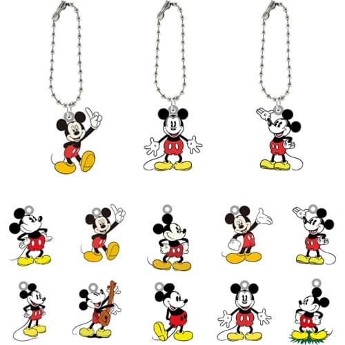 Disneys New Fashion And Handsome Mickey Funny Multi-shape Acrylic Doll Key Chain Boy And Girl Key Chain Fashion Jewelry