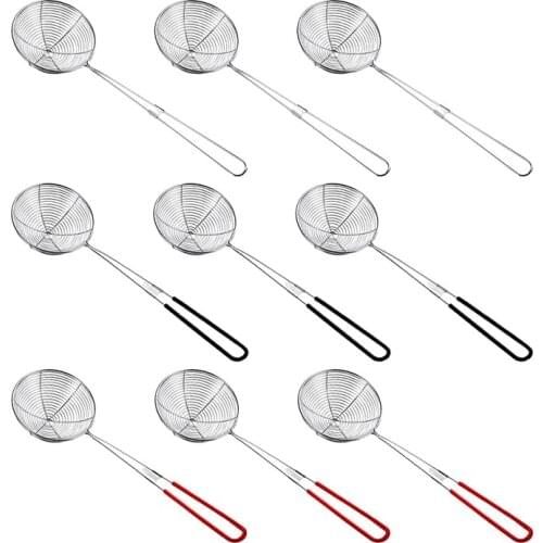 New Stainless Steel Colander Sieve,Wire Skimmer Spoon with Handle for Hot Pot Eating Soup Draining and Pearl Food(9 Pieces)