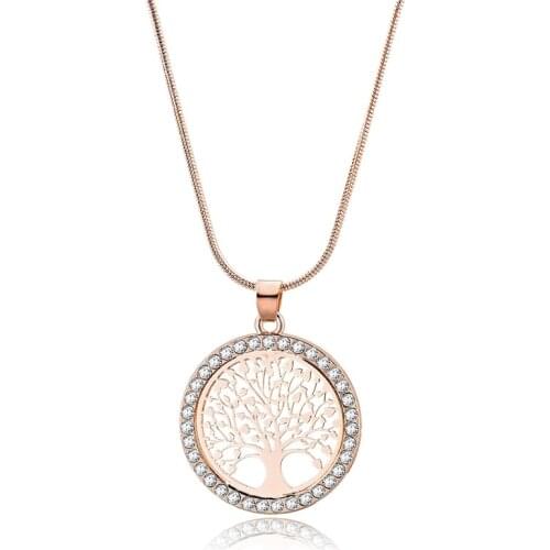 YADA Gold color Tree of Life Present&Necklace For women Choker Hiphop Chain Necklaces Statement Crystal Round Necklace SE200041