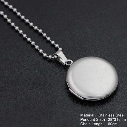 Glaze Photo Frame Geometric Round Locket Pendant Necklaces Stainless Steel Charms Locket Necklace Men Women Memory Jewelry