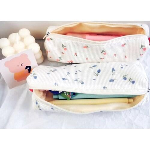 Fresh Style Pencil Bag Small Flowers Pencil Cases Cute Simple Pen Bag Storage Bags School Supplies Stationery