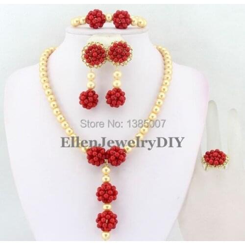 Simple and Fashion African Coral Jewelry Set Coral Beads Necklace Set Nigerian African Wedding Beads Jewelry Set TL1744