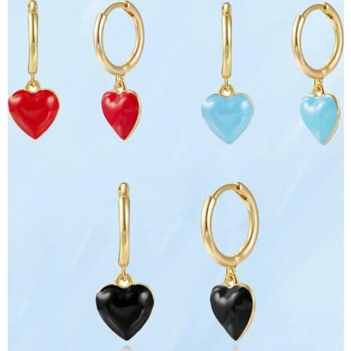 Korean Fashion Simple Heart-Shaped Womans Drop Stud Earrings Temperament Geometric Golden Hoops Earring Female All-Match Style