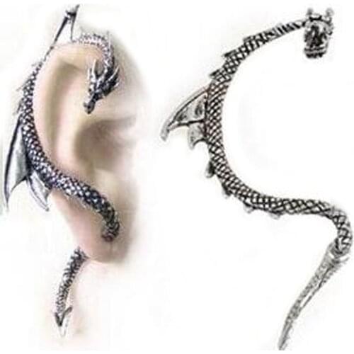 Gothic Punk Dragon Wing Cuff Ear Clip On Earrings Unisex Dragon Shaped Ear Nail Cuff Earrings For Women Fashion Jewelry