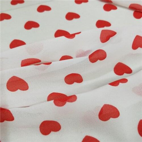 Lovely Heart Chiffon Fabric Dress Scarf Shirt skirt And Ttrousers Sewing Material