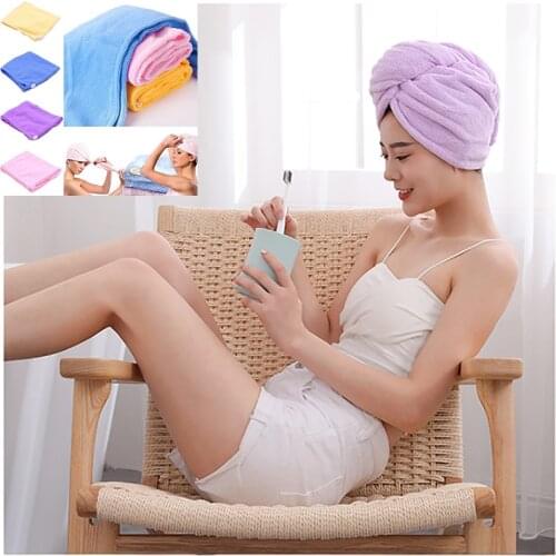 Turban Hair-drying Shower Microfiber Towel Caps Quick-drying Bathing Absorbent Bathrobe Hat Multi Colors Hair Wraps For Women