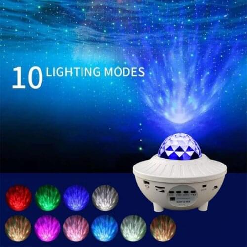 USB Music Starlight Projector Night Star Projector Lamp Bluetooth Starry Water Wave LED Projector Night Lamp Room Decor New