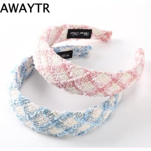 AWAYTR Fashion Knitting Lattice Hairband Women Braided Headband Hair Hoop Headwear Wide Hair Band Bezel Autumn Hair Accessories