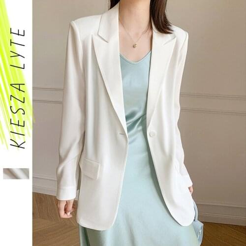 White Chiffon Blazer For Women Thin 2021 Summer New Fashion Casual OL Wear Slit Suit Jackets Female Outerwear Chic Tops