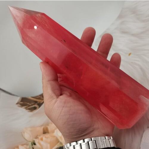 1PCS Natural Stone Mineral Crystal red Family Decoration Witchcraft Worship Meditation Wheel Pulse Healing Crystal Column