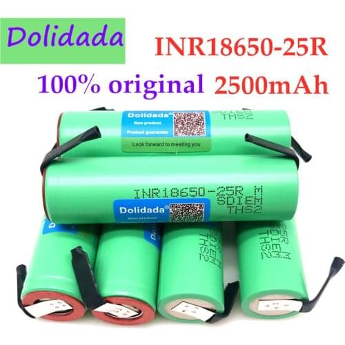 100% Original Somsung 3.6V 18650 2500mah INR18650 25R 20A battery scrapping lithium batteries screwdriver flashlight+ Nickel DIY