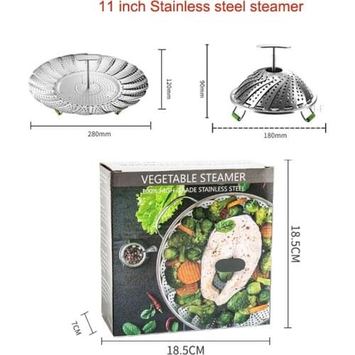 11 inch 9inch stainless steel telescopic steamer multifunctional steaming dish
