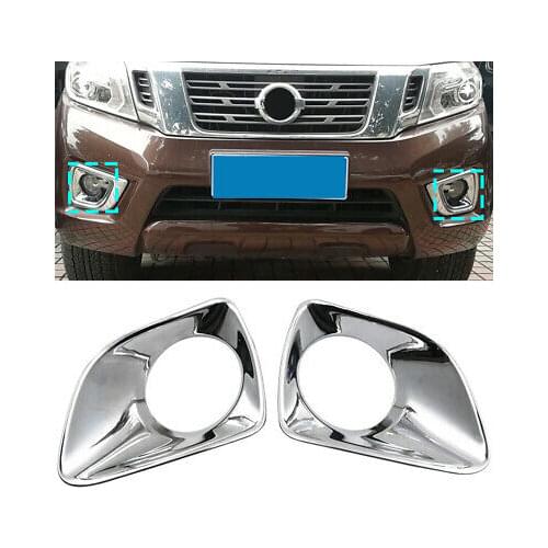 2* Chrome Front Fog Light Lamp Cover For Nissan Navara Frontier NP300 2015-2019